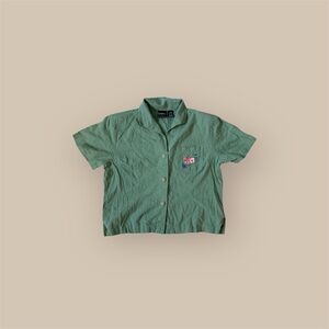 Vintage Erika linen blend casual button up collar top